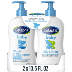 Cetaphil Baby Healthy Skin Essentials Gift Set with Baby Wash and Shampoo + Baby Lotion, Hypoallergenic - 2ct