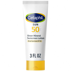 Cetaphil Sheer Mineral Sunscreen Face & Body SPF 50 - 3 fl oz: Hypoallergenic Lotion, Oil-Free with Vitamin E