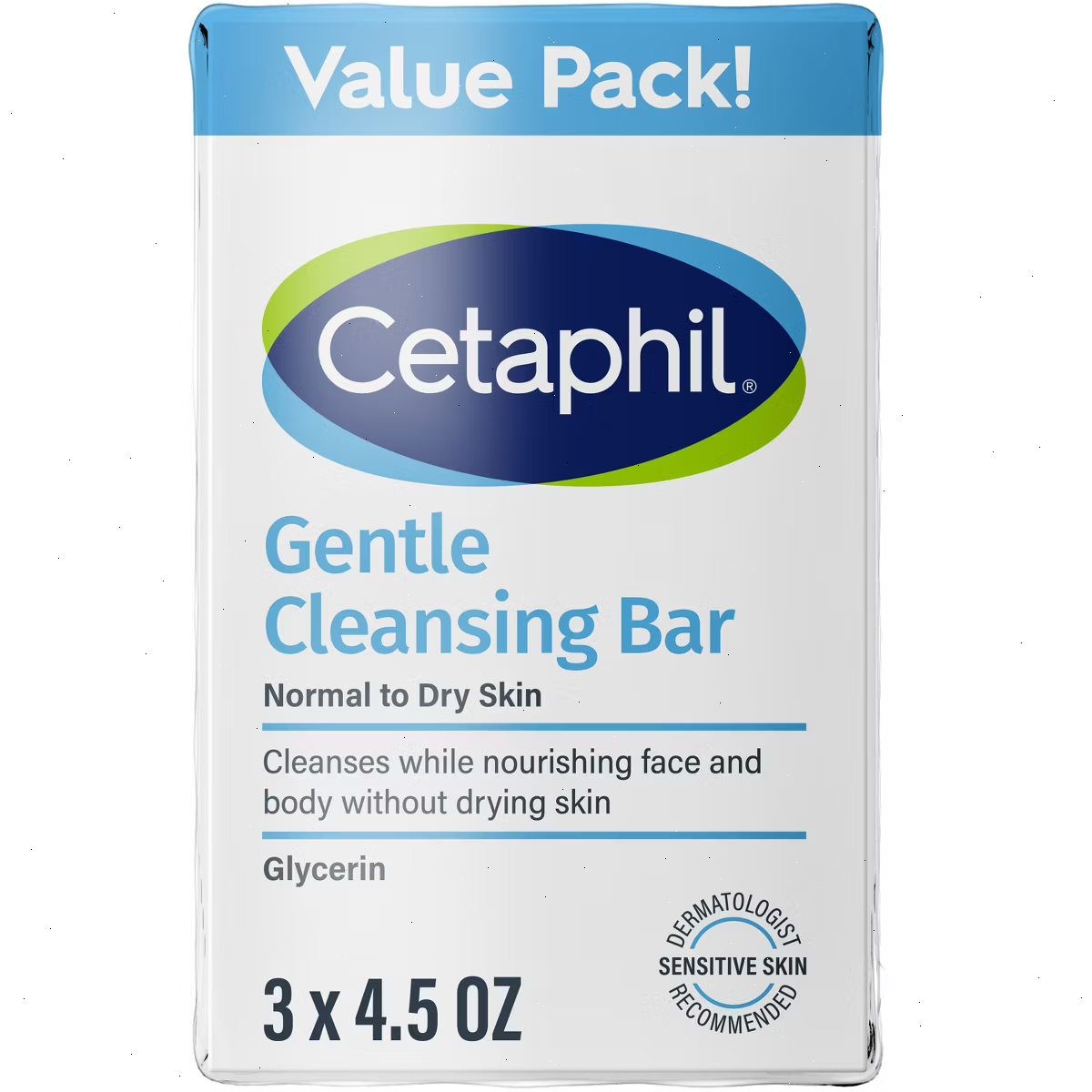 Cetaphil Gentle Cleansing Skin Bar Soap - 3pk/4.5oz